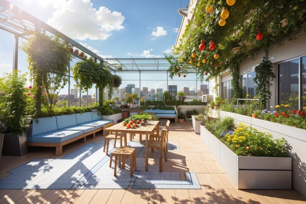 Urban Garden Design For Rooftop Spaces - Rooftop Garden Growing Fruit