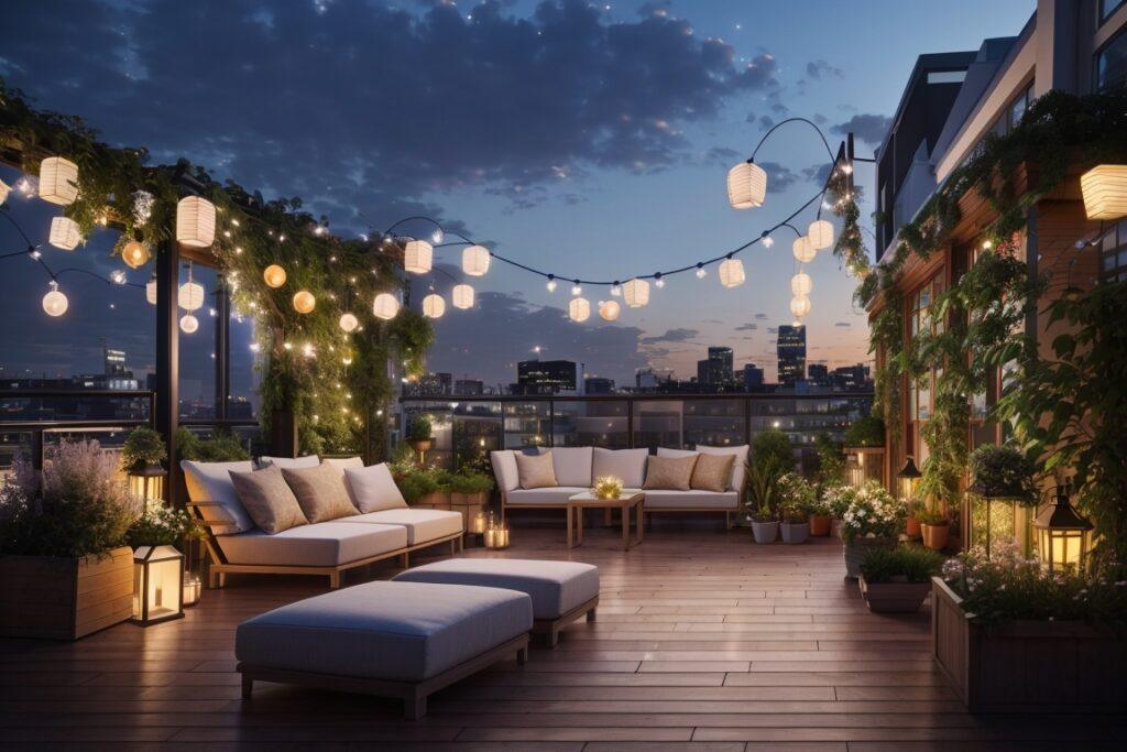 Urban Garden Design For Rooftop Spaces - Rooftop Garden Lighting