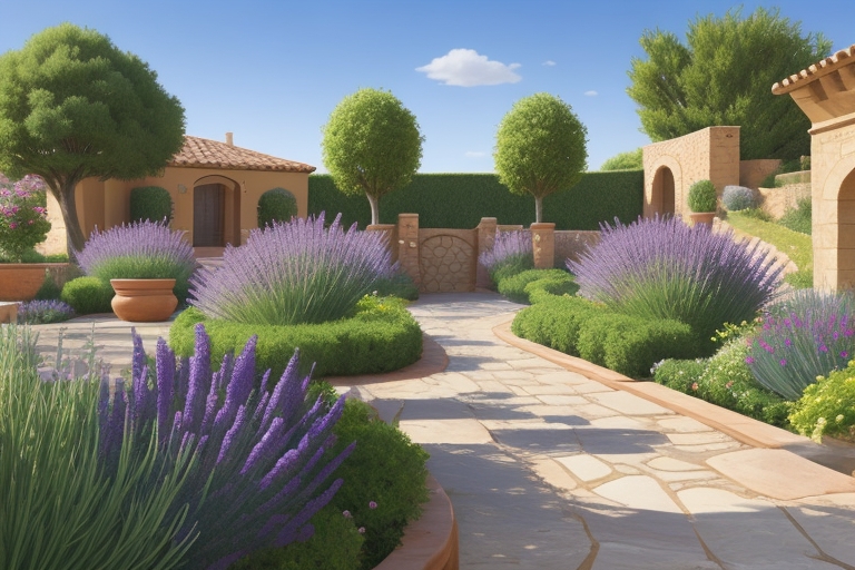 Mediterranean Garden Design Ideas - Courtyard With Heather