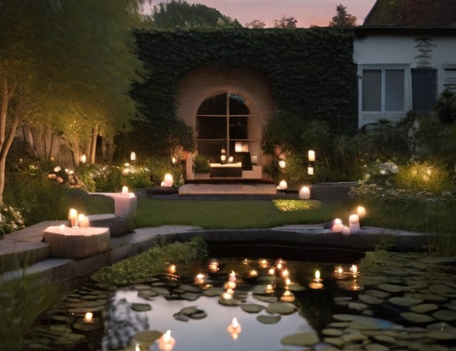 Light Up Your Garden Without Electricity - Garden Pond With Floating Candles