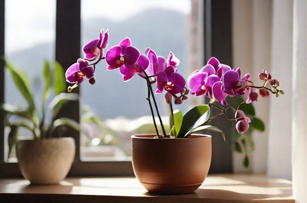 How To Revive A Dying Orchid - Orchid In A Pot On A Windowsill